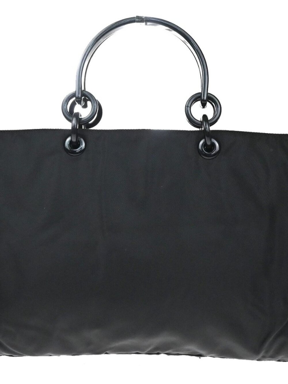 PRADA Logo Tessuto Chain Shoulder Hand Bag Nylon Black SHW Italy 31YJ089